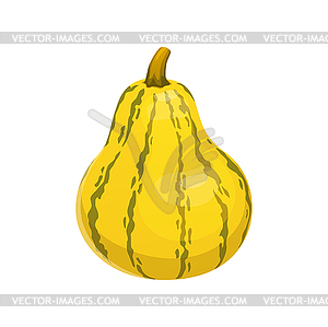 Cartoon yellow pumpkin with stripes - vector clipart