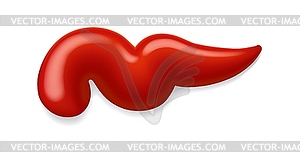 Ketchup sauce drop, tomato red 3d smear - vector image