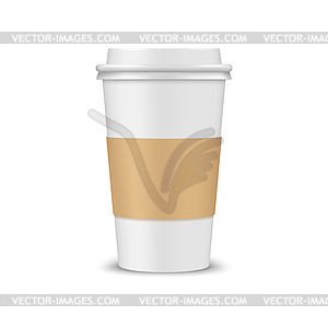 Realistic coffee cup 3d mockup, disposable - vector image