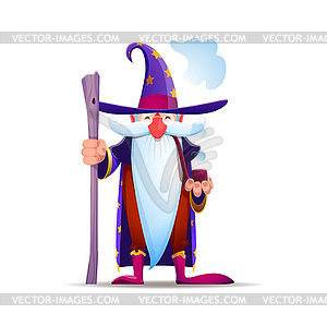 Cartoon gnome dwarf wizard character, fairy tale - vector clipart