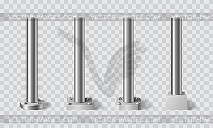 Steel metal pillars, poles and pipe column stands - royalty-free vector clipart