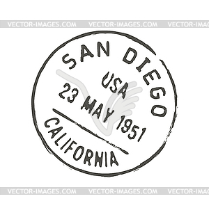 San Diego postage and United States postal stamp - vector clipart / vector image