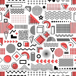 Memphis geometric seamless pattern abstract shapes - vector image