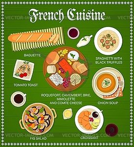 French cuisine menu, traditional food dishes - royalty-free vector clipart