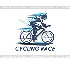 Cycling sport icon, bike racer silhouette, bicycle - vector clipart
