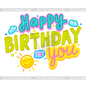 Happy birthday icon, holiday party text banner - vector clipart