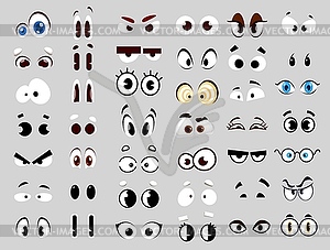Man and woman character cartoon comic eyes set - vector image