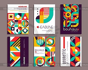 Bauhaus posters with geometric abstract pattern - vector clip art