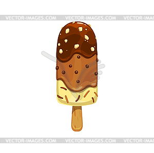Cartoon ice cream, popsicle, eskimo bar with nuts - vector clipart