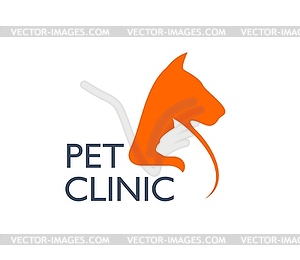 Pet clinic icon, dog in cat silhouette, veterinary - vector clipart