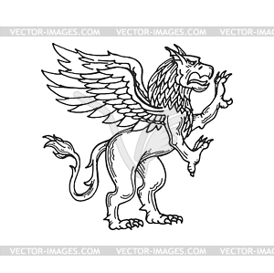Heraldic Medieval animal sketch of eagle lion - vector image
