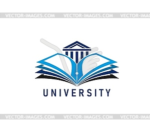 University education book icon, library dictionary - vector clip art