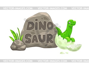 Cartoon baby dinosaur and newborn dino in egg - vector clip art