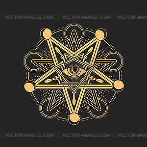 Esoteric and occult pentagram, mason or tarot - vector image