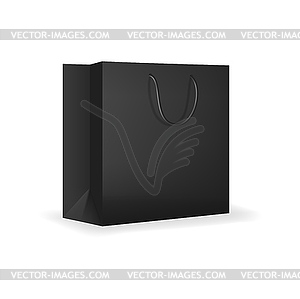 Paper shopping bag with black rope handle mockup - vector clipart