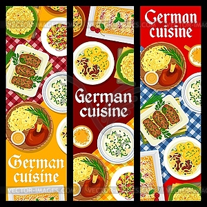 German food restaurant meals vertical banners - color vector clipart