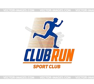 Marathon run sport icon, runner sprinters club - vector clipart