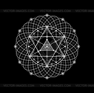 Sacred geometry, esoteric tattoo, myth pentagram - vector clip art