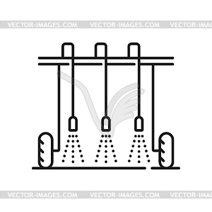 Field wheel sprayer, agriculture irrigation icon - vector clipart