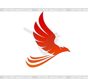 Птица Феникс, абстрактный орел или сокол с пламенем - стоковый клипарт