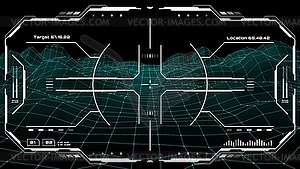 Футуристический интерфейс экрана монитора HUD с прицелом - цветной векторный клипарт