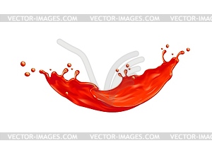 Томатный кетчуп, всплеск потока красной краски - векторизованный клипарт