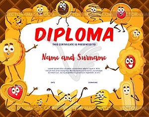 Kids diploma cartoon cookie and confectionery - vector clip art