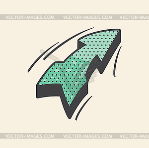 Comic arrow flash, pop art style direction pointer - vector clip art