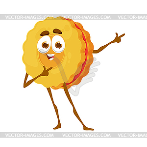 Cartoon sweet cookie with jam funny character - color vector clipart