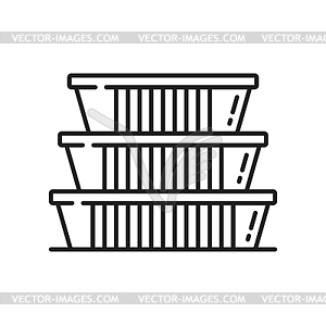 Plastic food containers takeaway boxes packages - vector image