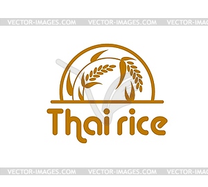 Rice icon with cereal plant grains and ears - vector image