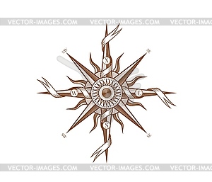 Vintage wind rose compass with medieval ribbons - vector clipart / vector image