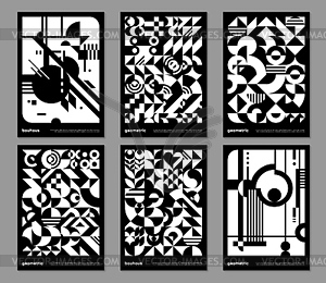 Monochrome geometric Bauhaus posters, patterns - vector image