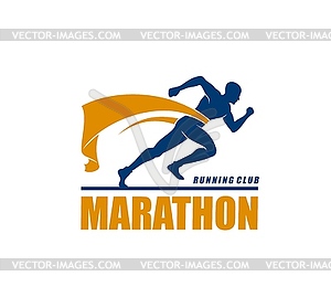 Спортивный значок марафонского забега, символ спортивного соревнования - стоковый клипарт