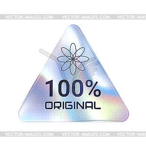 Original product quality hologram triangle sticker - vector image