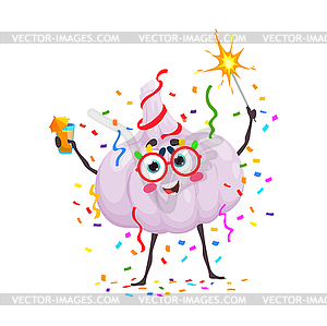 Cartoon garlic vegetable character on birthday - vector image