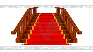 Castle wooden staircases with red carpet, royal - vector clip art