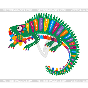 Wild lizard cartoon mexican chameleon reptile, pet - vector image