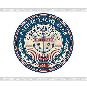 Yacht club retro patch, regatta sport badge - vector clipart