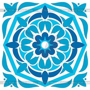 Узор напольной плитки Azulejo португальский орнамент - векторизованное изображение клипарта