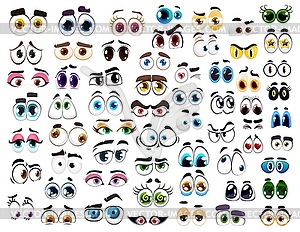 Cartoon comic eyes, happy funny look characters - vector clipart