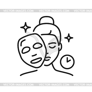 Facial mask icon, face skin care, beauty cosmetic - vector clip art