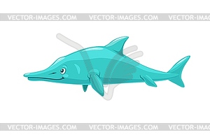 Cartoon ichthyosaurus dinosaur reptile character - vector image