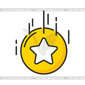 Gold coin with star icon, bonus, customer reward - vector clipart