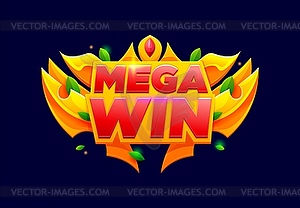 Game win popup banner, golden badge or icon - vector image