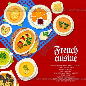 French cuisine restaurant menu cover, France meals - vector image