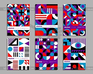 Bauhaus business posters with abstract patterns - vector clipart