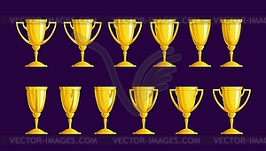 Последовательность розыгрыша кубка Golden trophy, анимационный спрайт-лист - клипарт в векторе