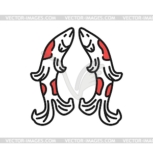 Buddhism symbol of golden fishes, Buddhist icon - vector clipart