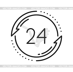 Call center 24 hours online, delivery service icon - vector image